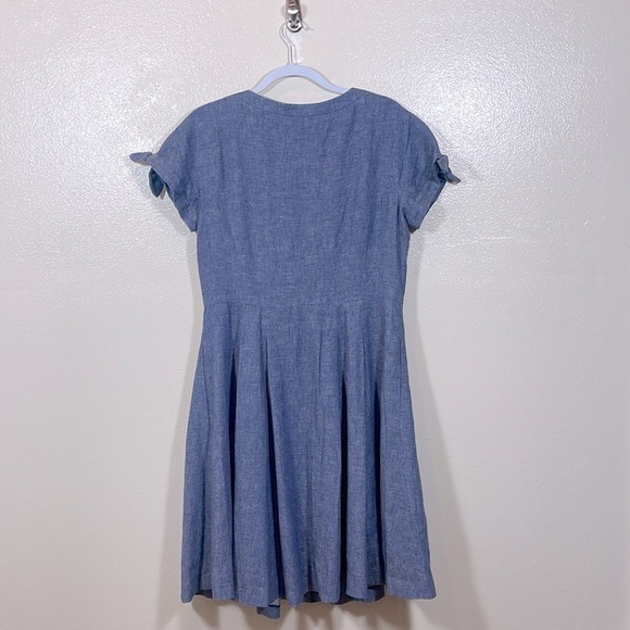 GAL MEETS GLAM COLLECTION Lenna Button Front Linen Blend Fit & Flare Dress 12 - Picture 3 of 7